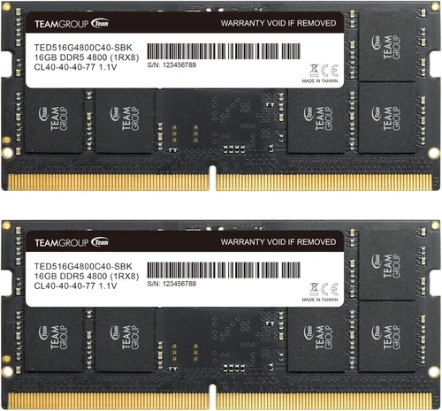 Vista 10 de TEAMGROUP Elite SODIMM DDR5 16 GB 4800 MHz (PC5-38400) CL40 sin ECC sin búfer 1.1V 262 pines Módulo de memoria para portátil Ram