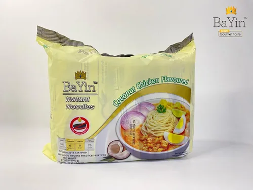 Vista 2 de Bayin - Fideos instantáneos - no fritos - secos 3.53oz (100g) (5, sabor a pollo y coco)