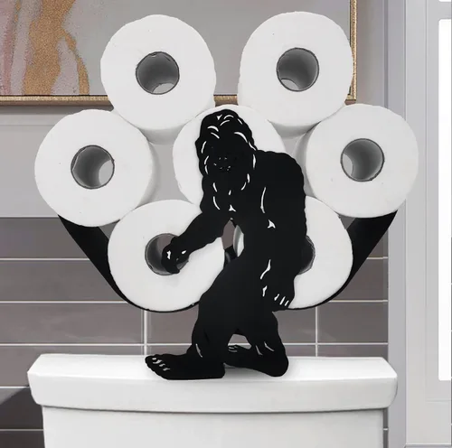 Vista 21 de Black Bear - Soporte de papel higiénico de metal, divertido soporte de papel de animales para baños, organizador independiente con capacidad para 8