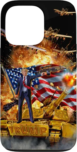 Vista 10 de iPhone 16 Presidente Donald Trump monta una funda dorada