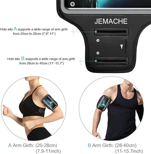 Vista 5 de Galaxy S7 Edge/S8/S8+ banda para el brazo, JEMACHE banda para el brazo para ejercicio, gimnasio, correr/trotar/ejercicio para Samsung Galaxy S8/S7