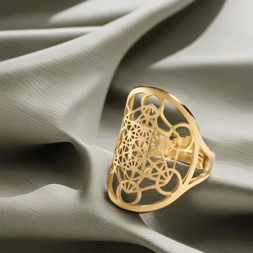 Vista 5 de YILUOCD Metatron - Anillo de cubo con sello de ángel, arcángel, metatrón, cubo, declaración de protección, ahuecado, para mujer, de acero