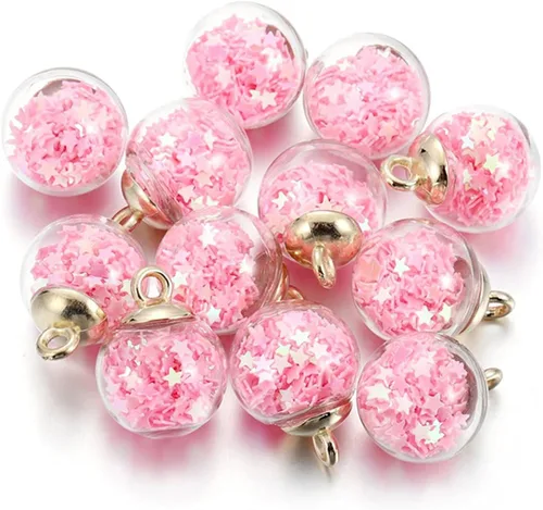 Vista 9 de 10 unids/lote de 0.630 in transparente bola de cristal encantos estrella lentejuelas colgantes para DIY pendientes collar joyería fabricación