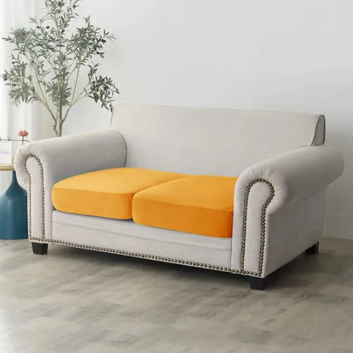 Vista 2 de Funda de cojín elástica de terciopelo para muebles (2, dorado)