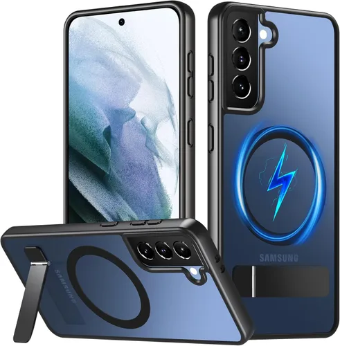 Vista 23 de OWKEY Funda magnética para Samsung Galaxy A15 5G con protector de pantalla y soporte, funda magnética para protección de grado militar Magsafe a