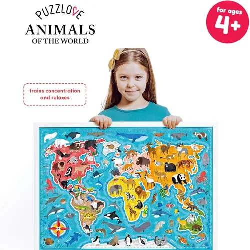 Vista 5 de Puzzlove Animals of The World (60 piezas) Rompecabezas de 4+ piso