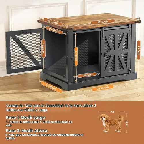 Vista 3 de VOPEAK Mueble de jaula para perros pequeños de 27.5 pulgadas, jaula resistente a los mordedores para cachorros, jaula resistente para perros