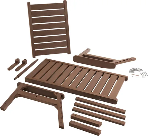 Vista 7 de Chaise Lounge, madera de polietileno, silla de salón al aire libre con respaldo ajustable, resistente a la intemperie, impermeable, a prueba