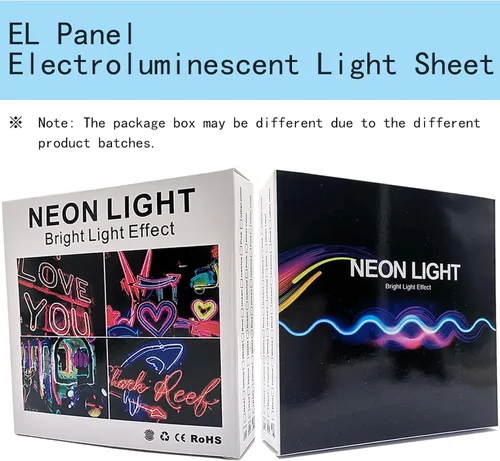 Vista 5 de Hojas de luz LED brillantes con ojos, panel EL electroluminiscente de 10 * 10 cm, lámina de luz para decoración, lámpara de hoja con inversor