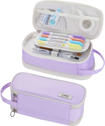 Vista 10 de Dugio Estuche grande para lápices para niños, adolescentes, niños, con cremallera, con asa, organizador para lápices, estuche estético