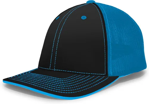 Vista 68 de Pacific Headwear Gorra unisex Pacific Headwear Trucker Flexfit® para adultos Grafito/Negro/Negro