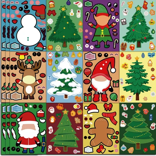 Vista 10 de SmilinFit Calcomanías de Navidad, rellenos de calcetines para niños pequeños, manualidades de Navidad para niños, suministros de recuerdos