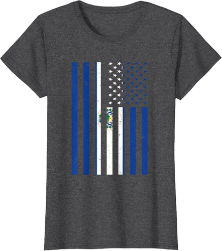 Vista 5 de El Salvador Shirt - El Salvador USA America Flag Men Women T-Shirt