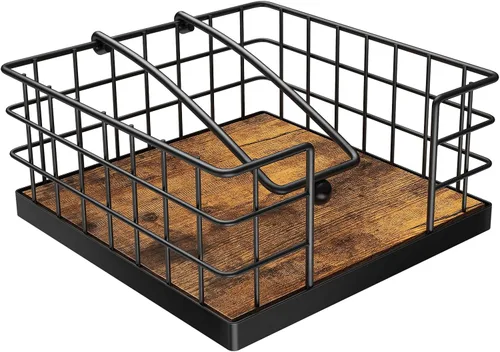 Vista 9 de Homode Portaservilletas para Servilletas de Papel, Portaservilletas Estilo Granja para Mesa, Canasta Plana para Servilletas con Brazo con Peso Negro