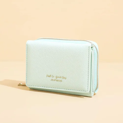Vista 7 de JIUFENG Cartera corta con bloqueo RFID para mujer, multiusos, con cremallera, plegada, monederos, bolsas para múltiples tarjetas, organizador