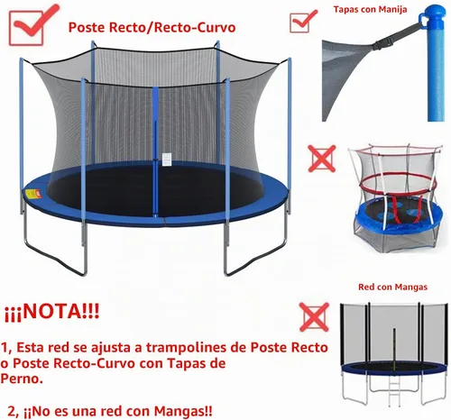 Vista 3 de Cliselda Round Trampoline Replacement Safety Net for 6 Straight Poles UV-Resistant, Breathable, Weather-Resistant, with Adjustable Straps