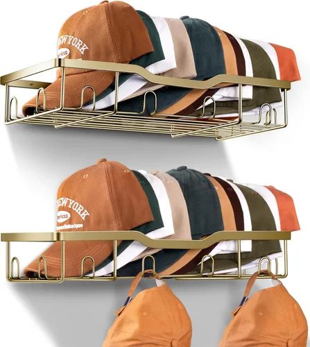 Vista 11 de KEETDY Percheros de metal para gorras de béisbol, organizador de sombreros de pared para 24 gorras, 2 paquetes de organizador resistente de Negro