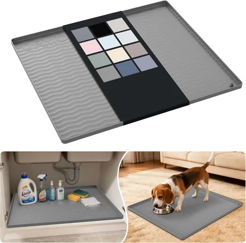 Vista 35 de URMONA - Tapete de silicona impermeable para debajo del fregadero, 16 x 10 Beige