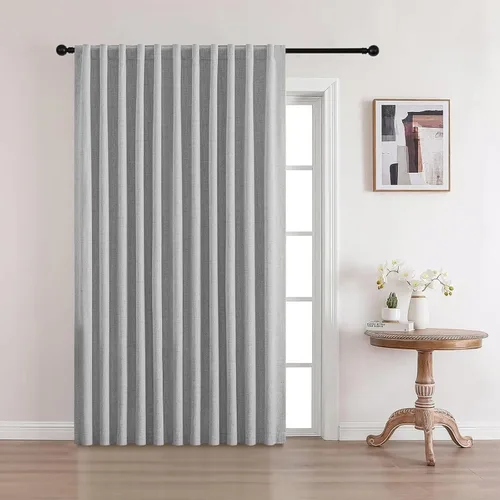 Vista 27 de CUCRAF Juego de 2 paneles de cortinas 100% opacas de lino de 84 pulgadas de largo, con pestaña trasera y bolsillo para barra para sala de estar