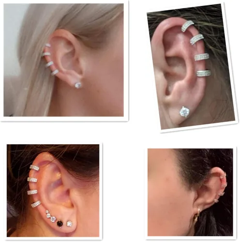 Vista 4 de Yoursfs Pendientes de puño para mujer con clip sin perforar aretes hipoalergénicos de cristal para escalador