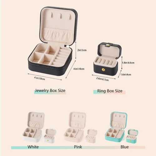 Vista 2 de Travel Jewelry Case Set, Small Jewelry Boxes, Travel Jewelry Box for Girls Gift, Portable Jewelry Organizer for Necklaces, Earrings, Rings(2 in