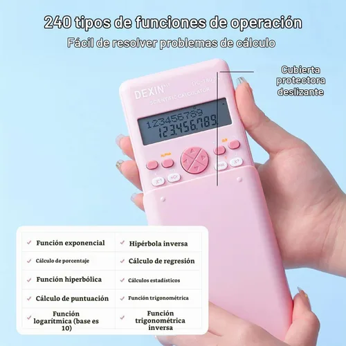 Vista 4 de Calculadoras científicas para estudiantes, 240 funciones, calculadora científica estándar de 2 líneas, suministros de oficina escolar, calculadora