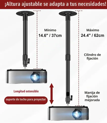 Vista 9 de 2-Be-Best Soporte para Proyector Mejorado, Soporte de Techo Extensible para Proyector, Soporte de Pared para Proyectores con Longitud Extensible