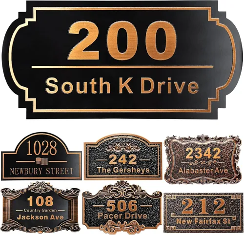 Vista 10 de Placa personalizada de dirección de casa de 12 pulgadas, números fundidos para exteriores, placa de señal de dirección personalizada con nombre