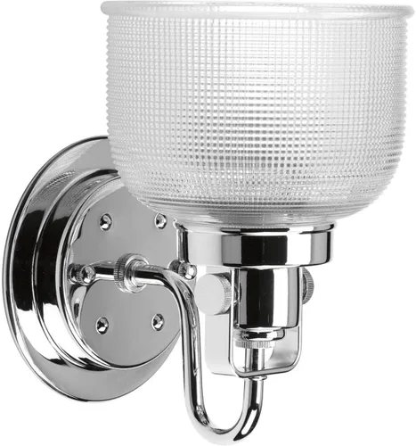Vista 3 de Progress Lighting P2989-15 Colección Archie Tocador de Baño Costero de Cristal Transparente Prismático Doble, 1 Luz, Cromo Pulido
