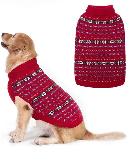 Vista 8 de BINGPET Suéter para Perro - Ropa Navideña de Invierno Cálida para Perros - Suéter de Cuello de Tortuga para Perros Pequeños, Medianos y Grandes