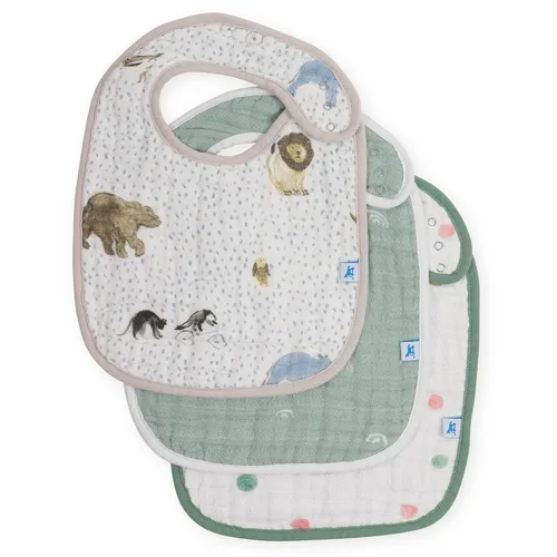 Vista 15 de Little Unicorn Paquete de 3 baberos clásicos de alta calidad, ajustable a medida que crece el bebé, tela suave en la piel, ideal para los que comen