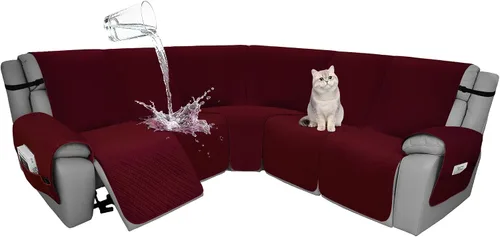 Vista 19 de Fundas de terciopelo 10% impermeables para sofá modular reclinable en forma de L, 1 pieza, fundas acolchadas para sofá reclinable esquinero, juego