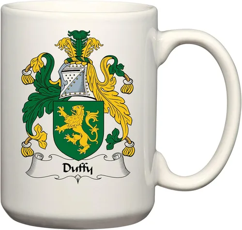 Vista 5 de Duffy Coat of Arms/Duffy Family Crest Taza de cerámica para café/cacao de 11 onzas por Carpe Diem Designs, fabricada en los Estados Unidos