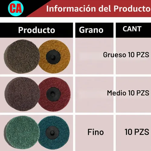Vista 2 de 31 piezas disco de acondicionamiento de superficie de 3", discos de lijado de cambio rápido con soporte de vástago de 1/4" para amoladora
