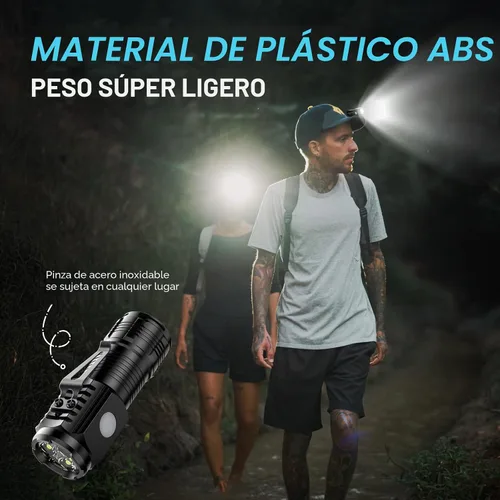Vista 3 de LETMY Mini linternas recargables con base magnética, paquete de 2 luces brillantes de 3 LED, pequeña linterna EDC con clip para cinturón, 4 modos