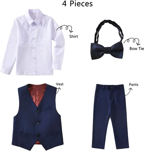 Vista 4 de Conjunto de trajes formales para niños con camisa de vestir y corbatín