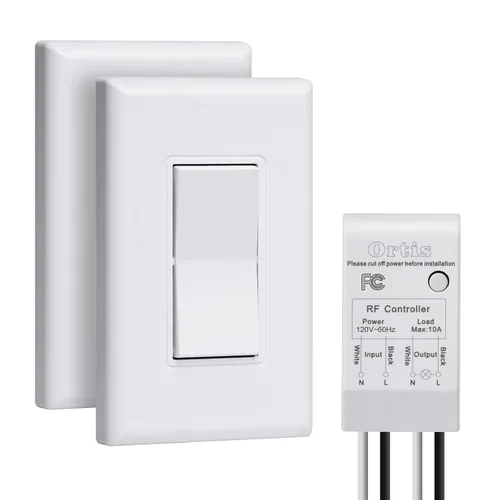 Vista 11 de Kit de interruptor de luz inalámbrico y receptor, interruptores de pared inalámbricos Ortis con rango RF de 300 pies para luces, ventiladores