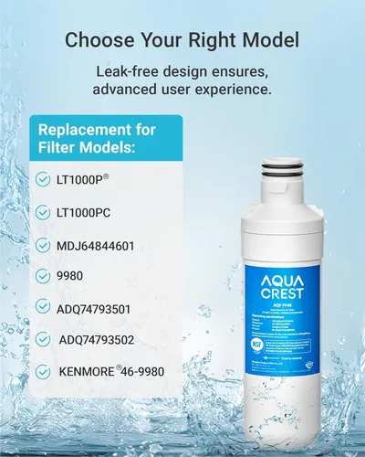 Vista 2 de AQUA CREST LT1000PC ADQ747935 MDJ64844601 Filtro de agua para refrigerador certificado NSF, reemplazo para LG® LT1000P®, LT1000PCS, ADQ74793501