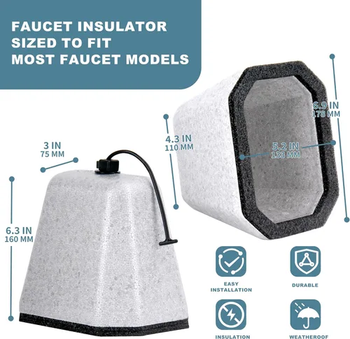 Vista 2 de Cubiertas de Grifo para el Aire Libre para Protección contra Congelación en Invierno, Fundas de Espiga de Espuma para el Invierno Aisladas