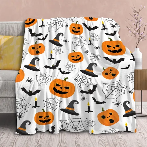 Vista 13 de Manta personalizada de fantasmas de Halloween, regalos para niñas, mujeres y niños, manta de forro polar ligera, espeluznante para niños, mantas