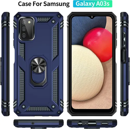 Vista 3 de Funda para Galaxy A03S, con protector de pantalla, grado militar, 16 pies, probada contra caídas con soporte magnético, funda protectora de montaje