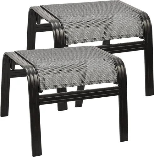 Vista 8 de Reposapiés de metal para exteriores, muebles otomanos para exteriores, reposapiés, juego de 2 asientos pequeños para jardín, balcón, césped, 22 x 20