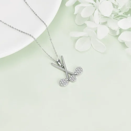 Vista 3 de YAFEINI Collar con colgante de plata de ley para violínvioloncheloguitarragolfhockey, joyería de música deportiva para mujeres y niñas