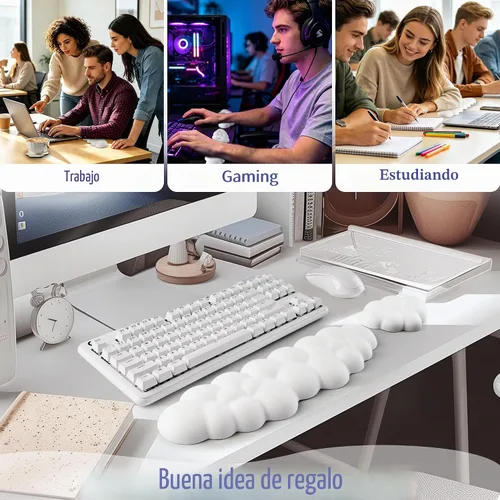 Vista 6 de Cloud Reposamuñecas para Teclado, Juego de Almohadilla para Muñeca de Teclado Cloud con Espuma Viscoelástica de Cuero PU, Lindo Reposabrazos