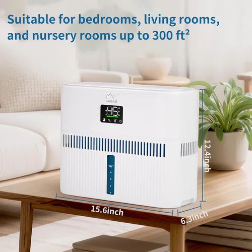 Vista 6 de LAVIEAIR Humidificadores evaporativos inteligentes para dormitorio, sala de estar, guardería, habitación grande de hasta 550 pies cuadrados, tanque