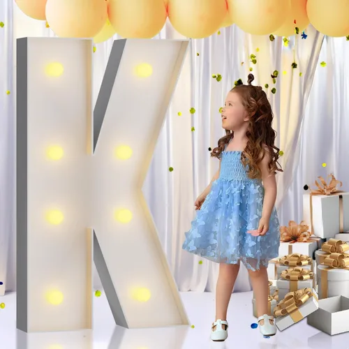 Vista 33 de IMPRSV Letras de mosaico iluminadas de marquesina, 4 pies para globos y fiestas, decoración de kit de arco