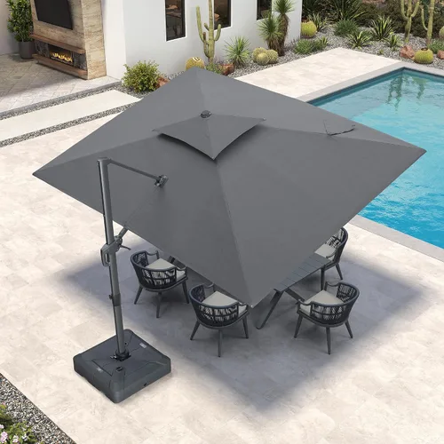 Vista 73 de PURPLE LEAF Sombrilla de Patio Voladiza de 10' x 13' para Exteriores con Base de 330 libras, Sombrilla Rectangular Grande Resistente al Viento
