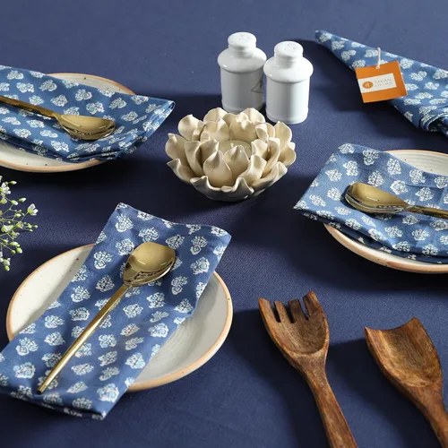 Vista 4 de Taran Juego de 12 servilletas de algodón con estampado de flores, 18 x 18 pulgadas, 100 % naturales, reutilizables, para cenas, eventos, bodas