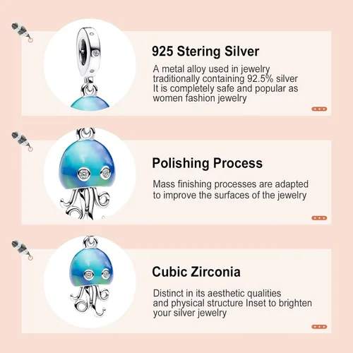 Vista 7 de Annmors 925 Sterling Silver Charms, Travel Ocean Summer Bead Dangle for Women Bracelet Necklace Graduation Holiday Jewelry Gift