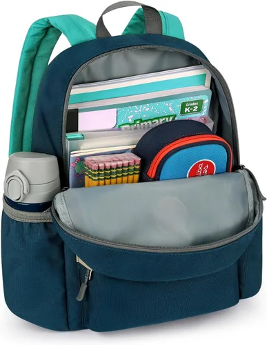 Vista 5 de mibasies Mochila para niños de 2 a 4 años mochila preescolar para niños - Mochila de jardín de infantes para niños, Turquesa oscuro con Midnightblue